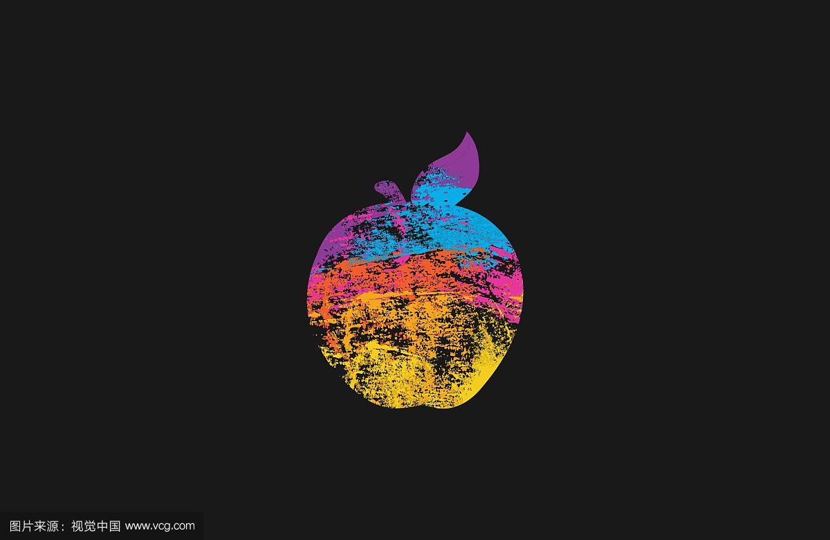 彩虹版的苹果标志苹果标志logo矢量图